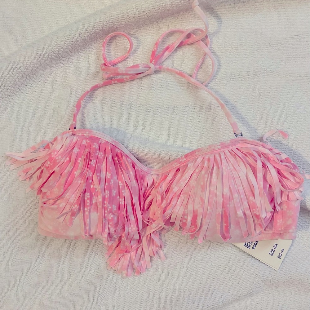 NWT pink floral fringe bandeau A&F